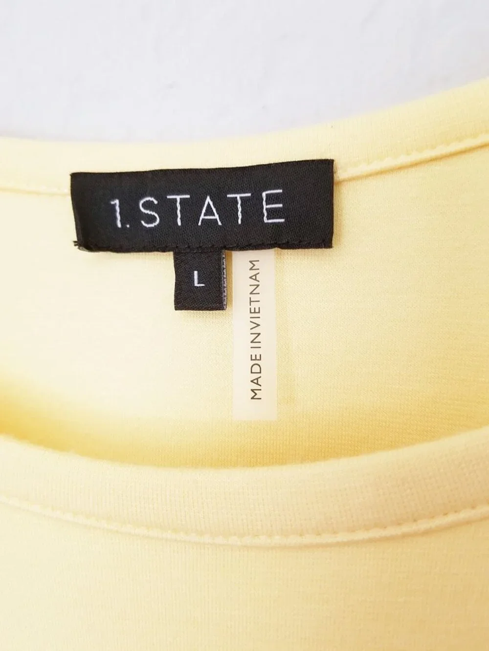 1. State Women' L Butter Yellow 3/4 Balloon Sleeve Tie Bow Blouse Top Coquette - Picture 7 of 14